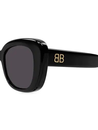 Balenciaga Women's Monaco 54MM Rectangular Sunglasses - Black | Thumbnail 3