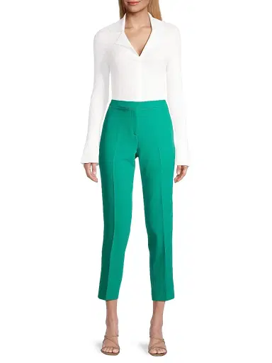 Kobi Halperin Women's Alexi Twill Crop Cigarette Pants - Dark Turquoise | Thumbnail 2