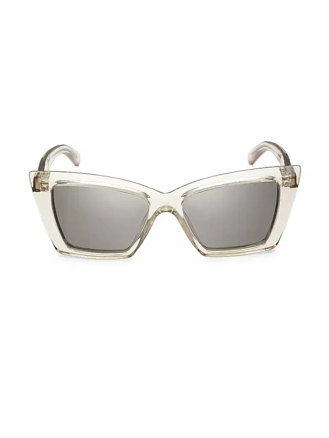 Saint Laurent Women's Lignes Pointues 54MM Cat-Eye Sunglasses - Translucent Beige Grey