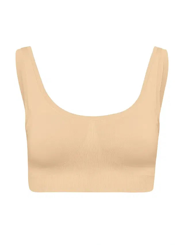Women's Touch Feeling Padded Crop Top - Beige