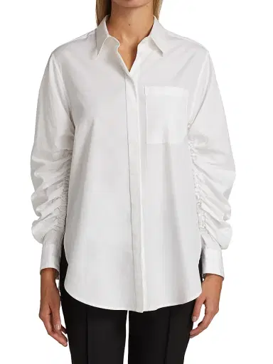 3.1 Phillip Lim Women's Gathered Sleeve Blouse - Optic White - Size 12 | Thumbnail 3