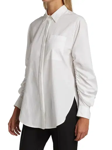3.1 Phillip Lim Women's Gathered Sleeve Blouse - Optic White - Size 12 | Thumbnail 4