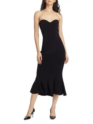 Norma Kamali Women's Strapless Corset Dress - Black | Thumbnail 2