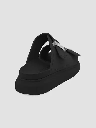 Alexander McQueen Women's Rubber Double-Strap Slides - Black - Size 11 Sandals | Thumbnail 3