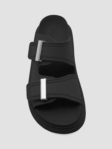 Alexander McQueen Women's Rubber Double-Strap Slides - Black - Size 11 Sandals | Thumbnail 5
