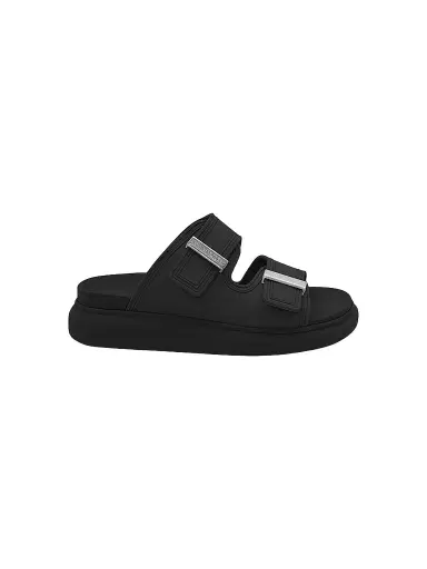 Alexander McQueen Women's Rubber Double-Strap Slides - Black - Size 11 Sandals | Thumbnail 1