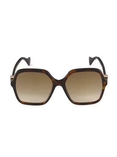 Gucci Women's Mini Running 56MM Square Sunglasses - Havana | Thumbnail 2
