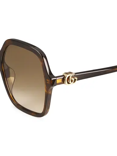 Gucci Women's Mini Running 56MM Square Sunglasses - Havana | Thumbnail 3