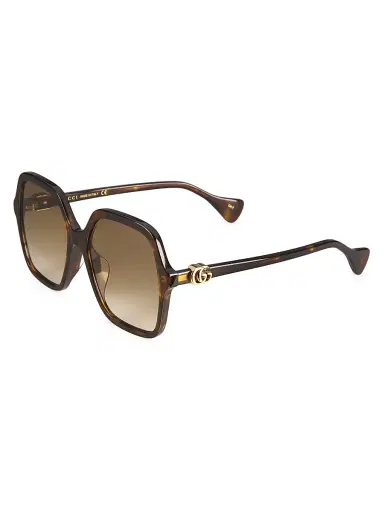 Gucci Women's Mini Running 56MM Square Sunglasses - Havana | Thumbnail 1