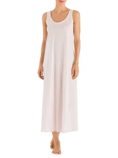 Hanro Women's Cotton Deluxe Long Tank Gown - Crystal Pink | Thumbnail 2
