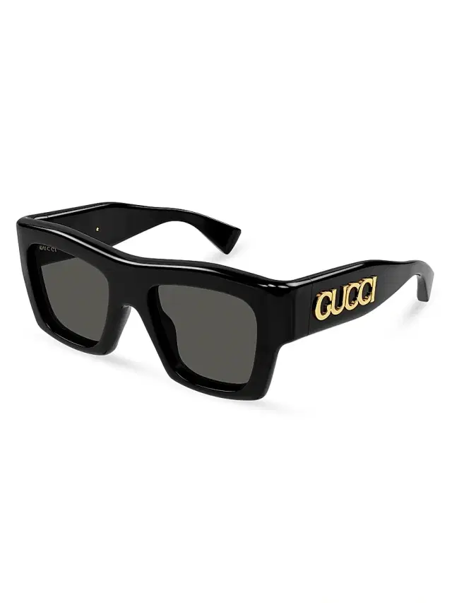 Women's Fashion Show 52MM Squared Sunglasses - Black Dark Grey