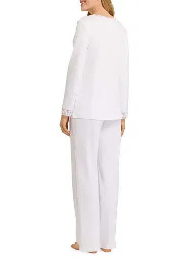Hanro Women's Moments Cotton 2-Piece Pajama Set - White - Size XL | Thumbnail 3