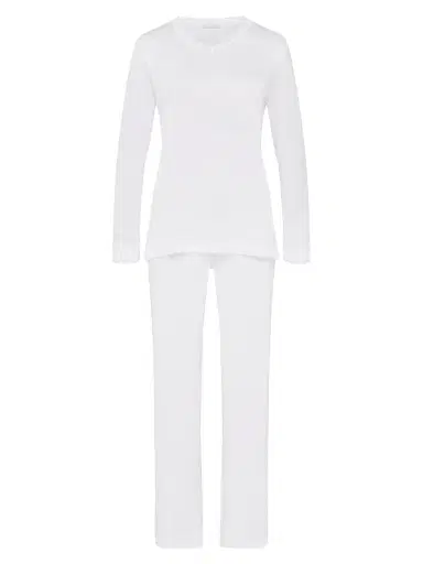 Hanro Women's Moments Cotton 2-Piece Pajama Set - White - Size XL | Thumbnail 1