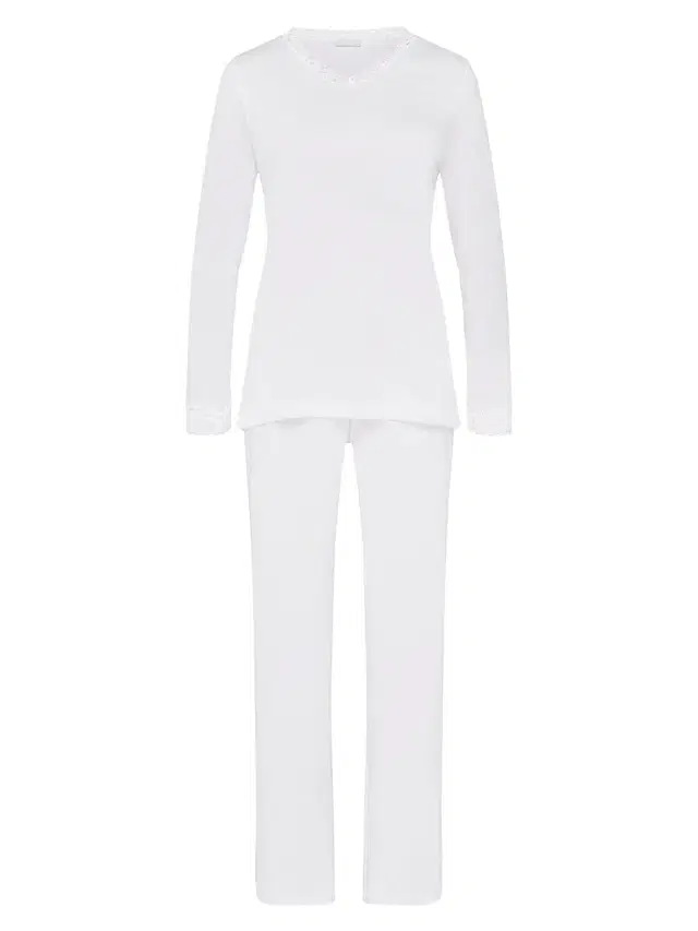 Hanro Women's Moments Cotton 2-Piece Pajama Set - White