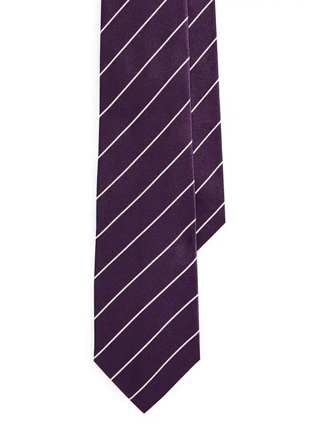 Men's Striped Silk Tie - Dark Purple