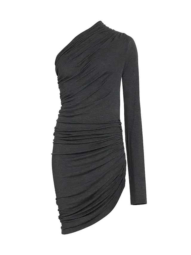 Women's Lazy Diana One-Shoulder Minidress - Dark Grey