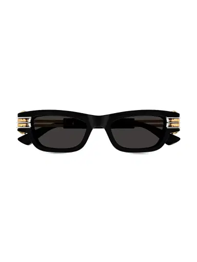 Bottega Veneta Women's Bolt 50MM Rectangular Sunglasses - Black Gold Dark Grey | Thumbnail 2 Bottega Veneta Women's Bolt 50MM Rectangular Sunglasses - Black Gold Dark Grey | Thumbnail 2