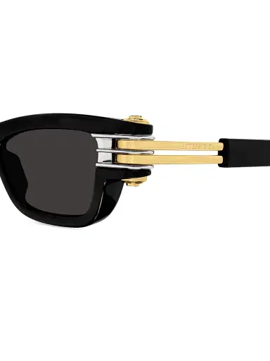 Bottega Veneta Women's Bolt 50MM Rectangular Sunglasses - Black Gold Dark Grey | Thumbnail 3 Bottega Veneta Women's Bolt 50MM Rectangular Sunglasses - Black Gold Dark Grey | Thumbnail 3