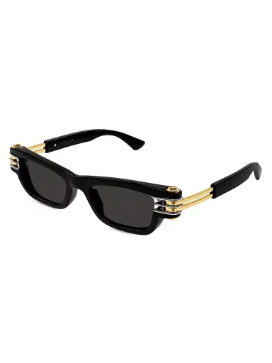 Bottega Veneta Women's Bolt 50MM Rectangular Sunglasses - Black Gold Dark Grey | Thumbnail 1 Bottega Veneta Women's Bolt 50MM Rectangular Sunglasses - Black Gold Dark Grey | Thumbnail 1
