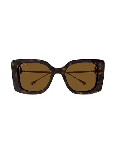 Gucci Women's Flat & Bend 54MM Square Sunglasses - Havana Gold Brown | Thumbnail 2