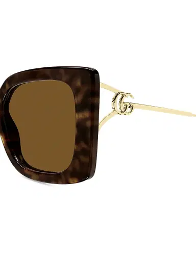 Gucci Women's Flat & Bend 54MM Square Sunglasses - Havana Gold Brown | Thumbnail 3