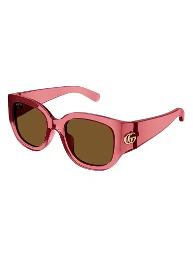 Gucci Women's GG Corner 52MM Round Injection Sunglasses - Transparent Red Brown | Thumbnail 1 Gucci Women's GG Corner 52MM Round Injection Sunglasses - Transparent Red Brown | Thumbnail 1