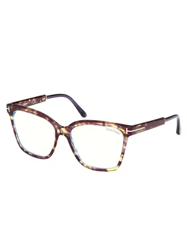 Tom Ford Women's 56MM Square Blue Block Glasses - Violet Yellow Havana | Thumbnail 2
