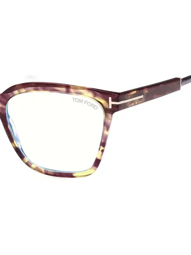 Tom Ford Women's 56MM Square Blue Block Glasses - Violet Yellow Havana | Thumbnail 3