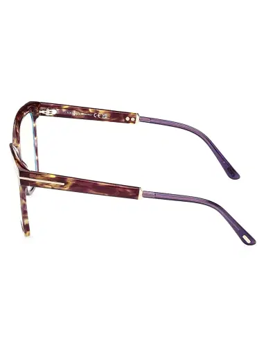 Tom Ford Women's 56MM Square Blue Block Glasses - Violet Yellow Havana | Thumbnail 4