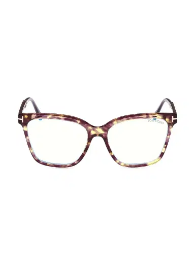 Tom Ford Women's 56MM Square Blue Block Glasses - Violet Yellow Havana | Thumbnail 1