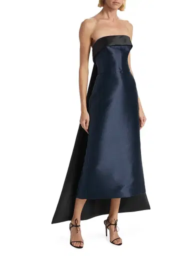 Amsale Women's Mikado Satin Strapless Tea-Length Dress | Thumbnail 2 Amsale Women's Mikado Satin Strapless Tea-Length Dress | Thumbnail 2