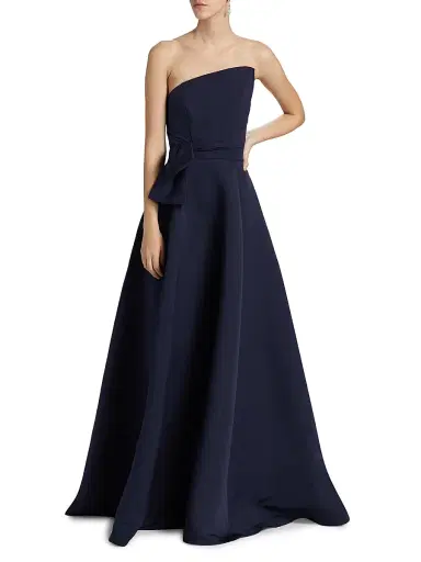 Amsale Women's Asymmetrical Strapless Gown - Navy | Thumbnail 2