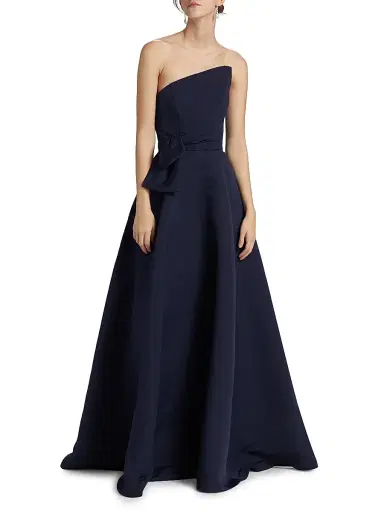 Amsale Women's Asymmetrical Strapless Gown - Navy | Thumbnail 3