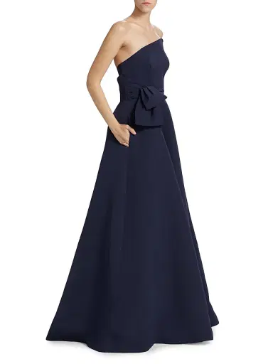 Amsale Women's Asymmetrical Strapless Gown - Navy | Thumbnail 4
