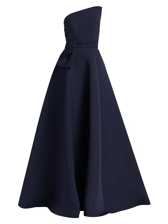 Women's Asymmetrical Strapless Gown - Navy