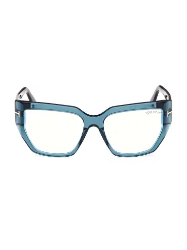 TOM FORD Women's 54MM Blue Block Square Eyeglasses - Transparent Dark Teal | Thumbnail 2 TOM FORD Women's 54MM Blue Block Square Eyeglasses - Transparent Dark Teal | Thumbnail 2