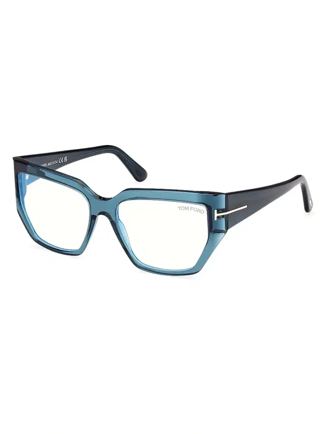 Women's 54MM Blue Block Square Eyeglasses - Transparent Dark Teal