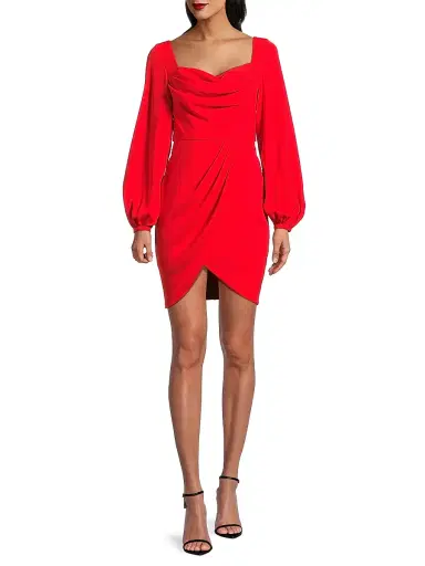 BLACK HALO Women's Tonja Draped Knee-Length Dress - Vibrant Poppy - Size 6 | Thumbnail 2