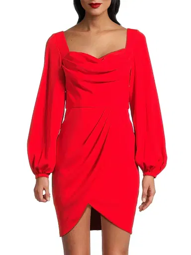 BLACK HALO Women's Tonja Draped Knee-Length Dress - Vibrant Poppy - Size 6 | Thumbnail 3