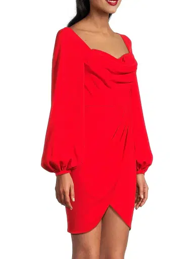 BLACK HALO Women's Tonja Draped Knee-Length Dress - Vibrant Poppy - Size 6 | Thumbnail 4
