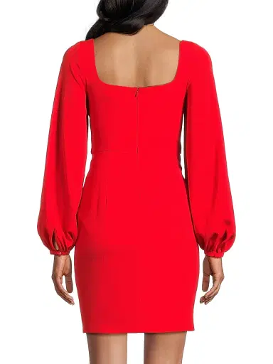 BLACK HALO Women's Tonja Draped Knee-Length Dress - Vibrant Poppy - Size 6 | Thumbnail 5