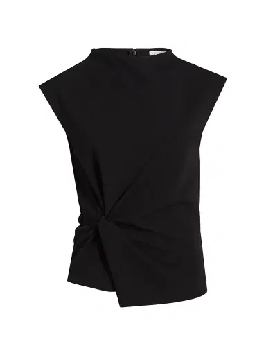 Tanya Taylor Women's Robin Knot Cap-Sleeve Blouse - Black | Thumbnail 1 Tanya Taylor Women's Robin Knot Cap-Sleeve Blouse - Black | Thumbnail 1