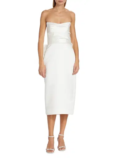 Amsale Women's Duchess Satin Bow-Back Midi-Dress - Ivory - Size 16 | Thumbnail 3 Amsale Women's Duchess Satin Bow-Back Midi-Dress - Ivory - Size 16 | Thumbnail 3