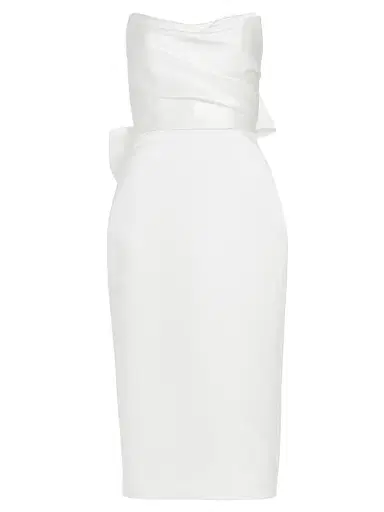 Amsale Women's Duchess Satin Bow-Back Midi-Dress - Ivory - Size 16 | Thumbnail 1 Amsale Women's Duchess Satin Bow-Back Midi-Dress - Ivory - Size 16 | Thumbnail 1