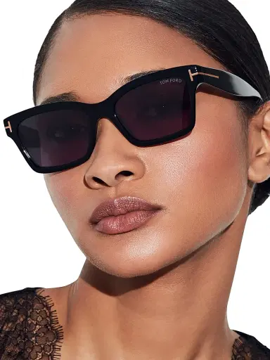 TOM FORD Women's Mikel 54MM Rectangular Sunglasses - Shiny Black Smoke | Thumbnail 2 TOM FORD Women's Mikel 54MM Rectangular Sunglasses - Shiny Black Smoke | Thumbnail 2