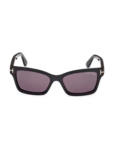 TOM FORD Women's Mikel 54MM Rectangular Sunglasses - Shiny Black Smoke | Thumbnail 1 TOM FORD Women's Mikel 54MM Rectangular Sunglasses - Shiny Black Smoke | Thumbnail 1