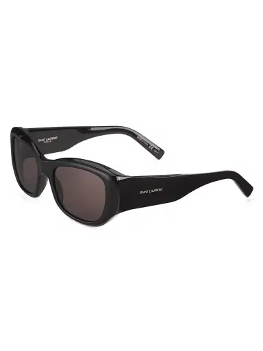 Saint Laurent Women's Feminine Fashion Icons 55MM Cat-Eye Sunglasses - Shiny Black | Thumbnail 2
