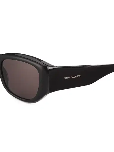 Saint Laurent Women's Feminine Fashion Icons 55MM Cat-Eye Sunglasses - Shiny Black | Thumbnail 3