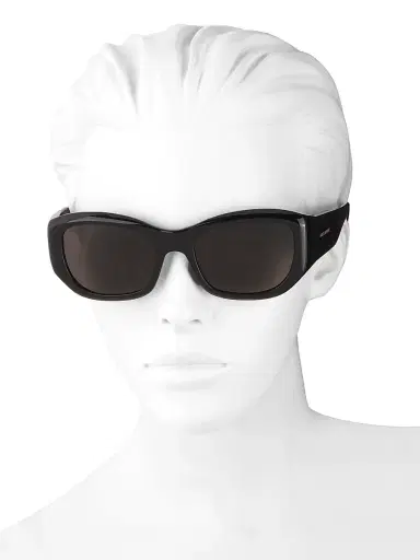 Saint Laurent Women's Feminine Fashion Icons 55MM Cat-Eye Sunglasses - Shiny Black | Thumbnail 4