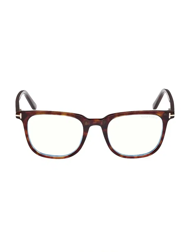 TOM FORD Women's 50MM Square Clip-On Glasses - Classic Havana Blue